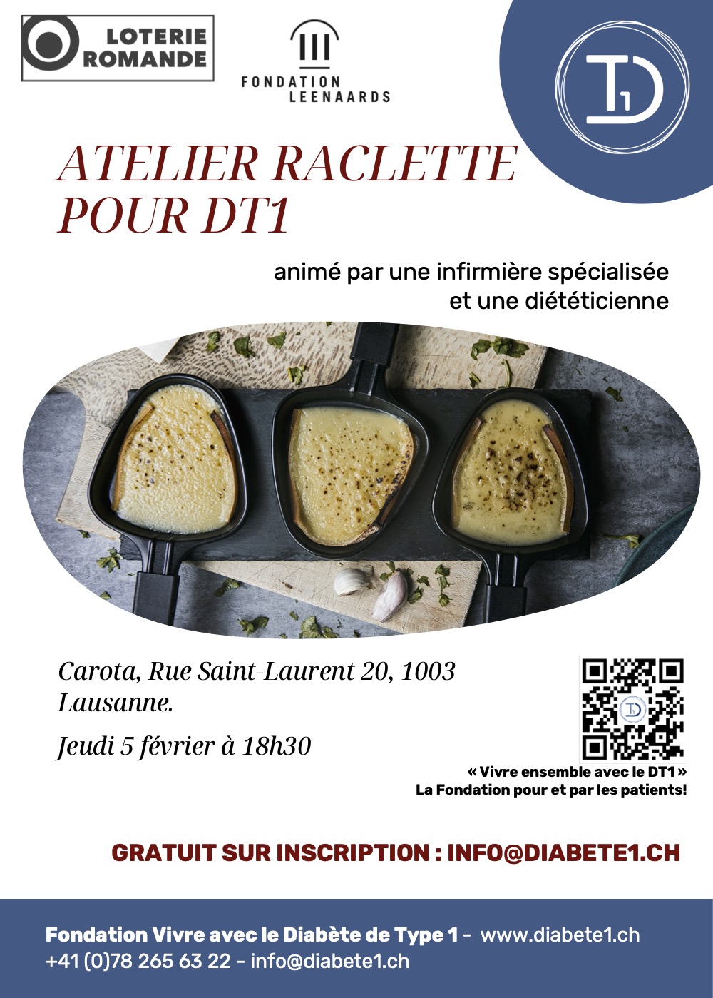 aperçu Flyer atelier raclette Lausanne Fondation Vivre avec un diabète de type 1